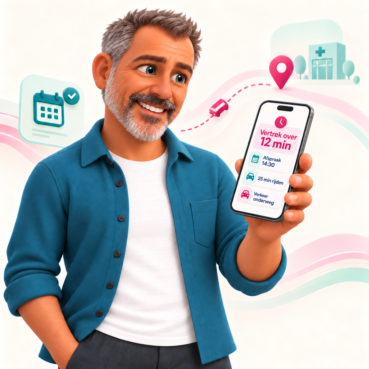Ray laat een slimme vertrekmelding zien in de Dont4get-app.